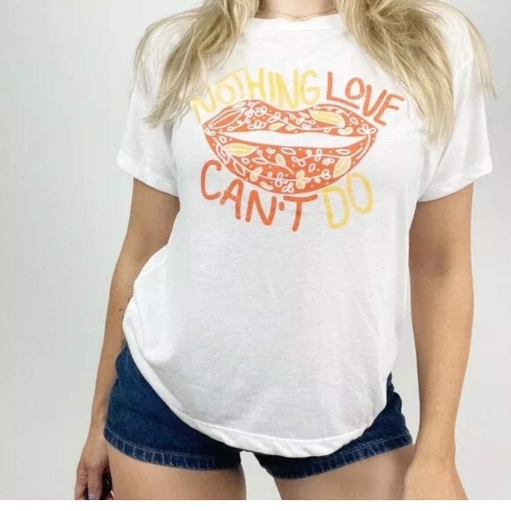 Girl Dangerous Free People nothing love can’t do white t-shirt size small